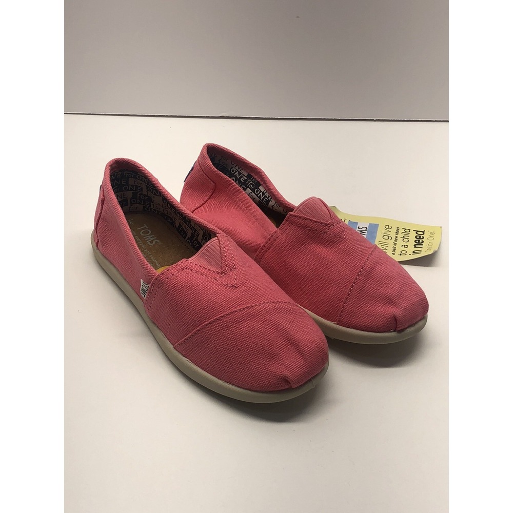 Toms Girls Classic Bubblegum Pink Canvas SlipOn Casual Shoes Youth Sz 3